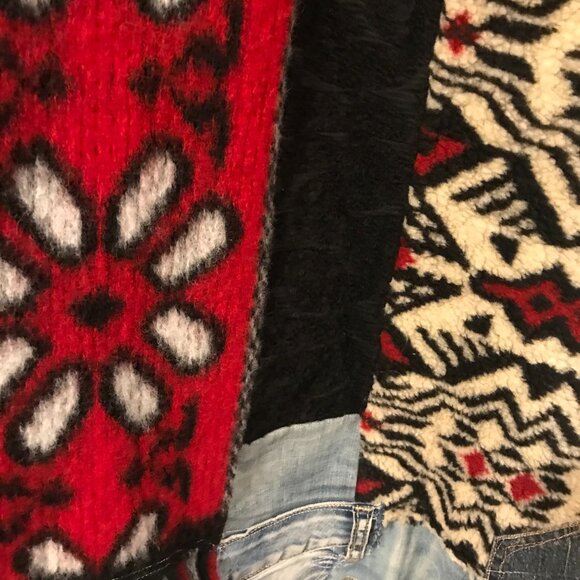 wool tunic/sweater women's size M patchwork midi boho art to wear chunky Retro - Picture 8 of 13